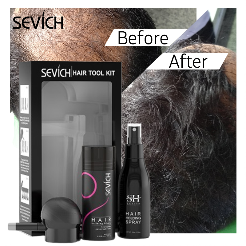 Keratin Treatment Set - Schwarzes Haarverdichtungspulver-Set: Keratin-Haarwuchsfasern, Verdickungsspray, Haaraufbaufasern, Haarausfall-Produkte,