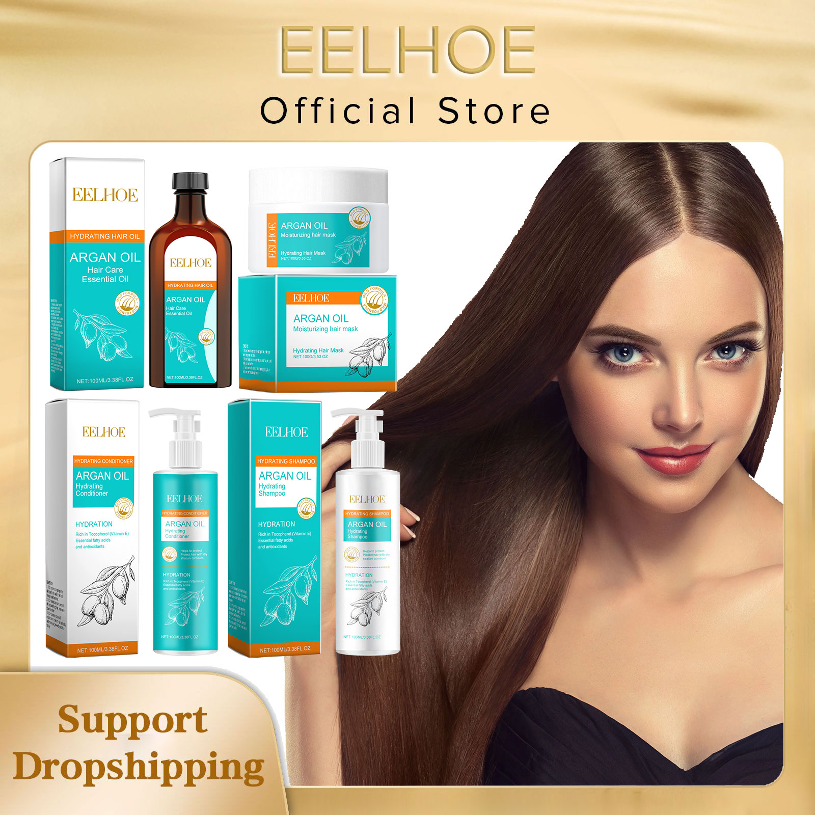 Keratin Treatment Set - EELHOE Marokkanisches Arganöl, Keratin-Haarbehandlung, stärkt seidiges