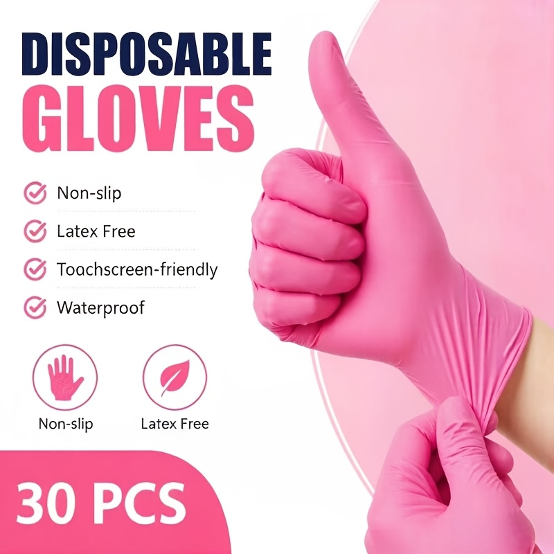 Hair Care Works - Rosa Einweg-Nitrilhandschuhe, Puderfrei, Latexfrei, für Küche,