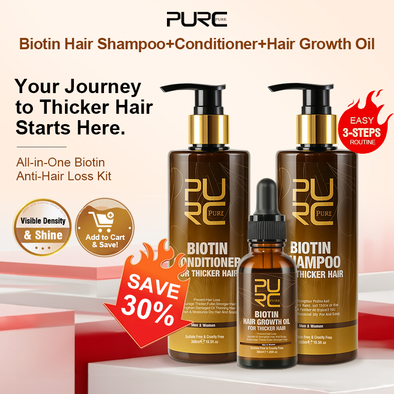 Keratin Treatment Set - PURC Biotin Haarwachstumsöl Shampoo Conditioner Sets