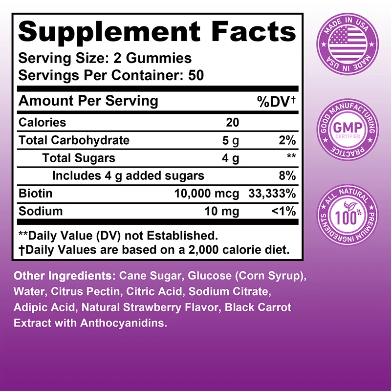 Biotin-Gummibärchen 10000mcg f – Hair Care Gummies Bewertung und Preis