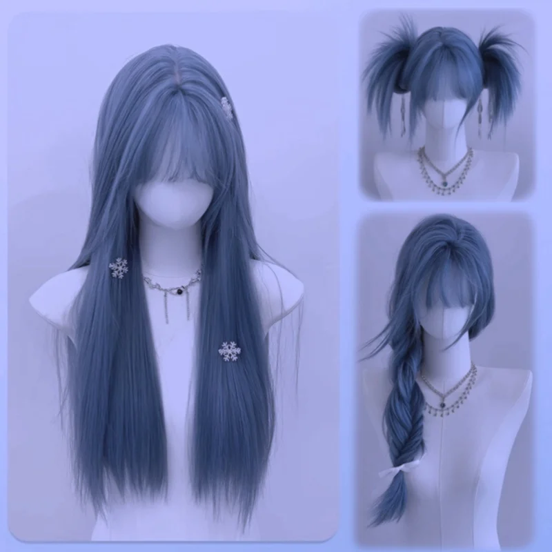 Blaue Perücke mit Pony, lange, – Braiding Hair Kanekalon Bewertung und Preis