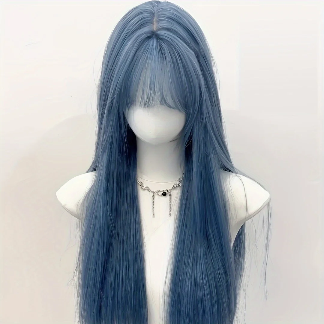 Blaue Perücke mit Pony, lange, – Braiding Hair Kanekalon Bewertung und Preis